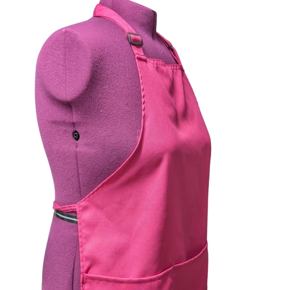 Pink Classic Short Apron Soft Fabric with Three Large Pockets - Picture 2 of 5